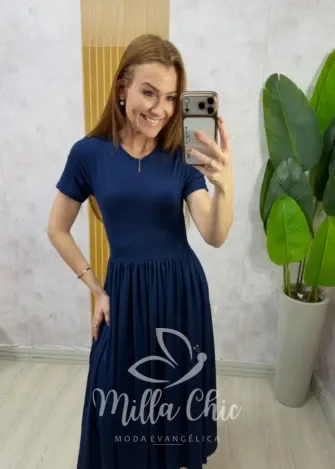 Milla Chic - Vestido Marta manga curta - Azul