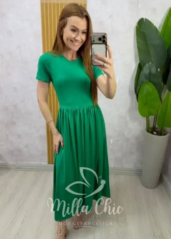 Milla Chic - Vestido Marta manga curta - Verde