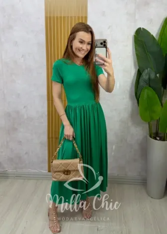 Milla Chic - Vestido Marta manga curta - Verde