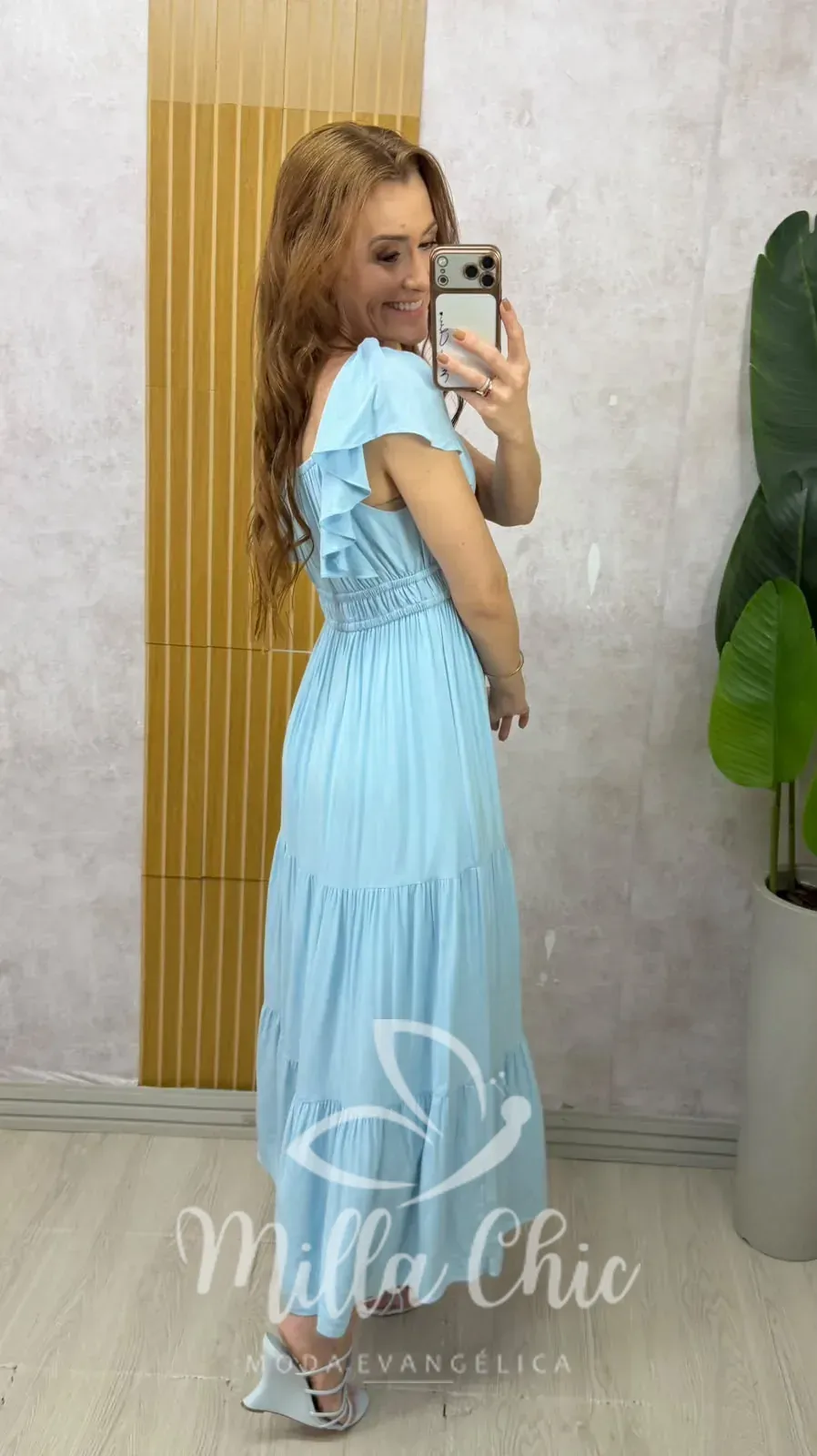 Milla Chic – Vestido Super Midi Melina — Viscolinho – Azul Milla Chic - Vestido Super Midi Melina — Viscolinho - Azul