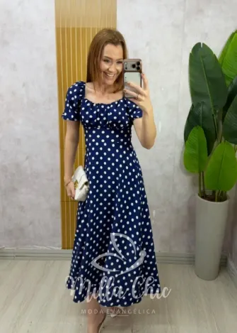 Milla Chic - Vestido Super Midi Melina — Viscolinho - Azul (cópia)