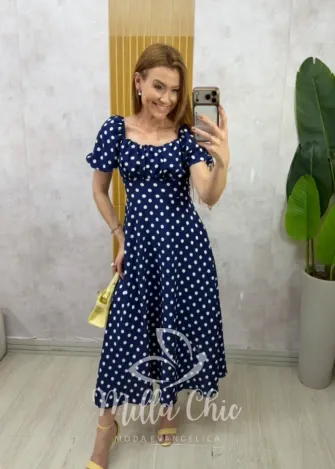 Milla Chic - Vestido Super Midi Melina — Viscolinho - Azul (cópia)