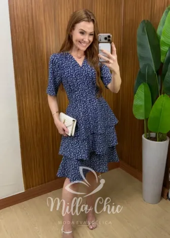 Milla Chic - Vestido Thaís – Rayon Texturizado com Estampa Liberty