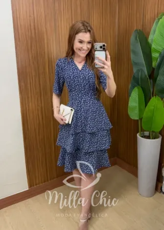 Milla Chic - Vestido Thaís – Rayon Texturizado com Estampa Liberty